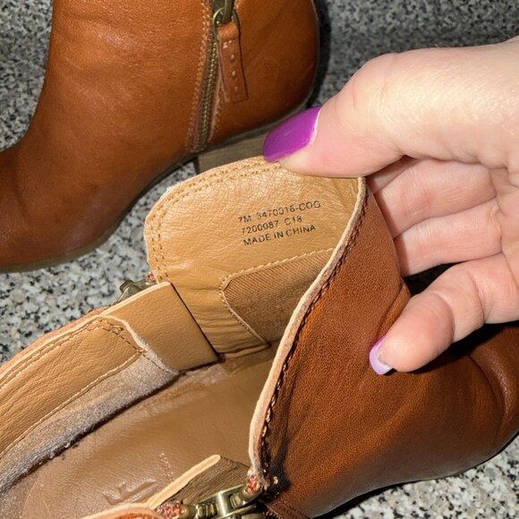 Frye Judith Double Zip Heel Block Ankle Booties US 7 M Women's Brown Leather - Picture 7 of 9